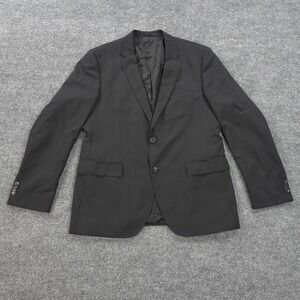 Hugo Boss Blazer Mens‎ 44R Black Wool Super 100 Two Button Suit Jacket Classic